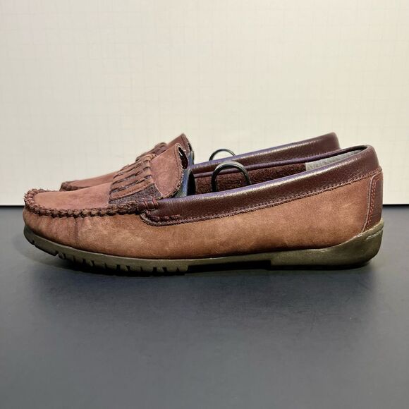 Womens HUSH PUPPIES Brown Leather Slip On Comfort Loafers / Size 7.5M - Picture 4 of 9
